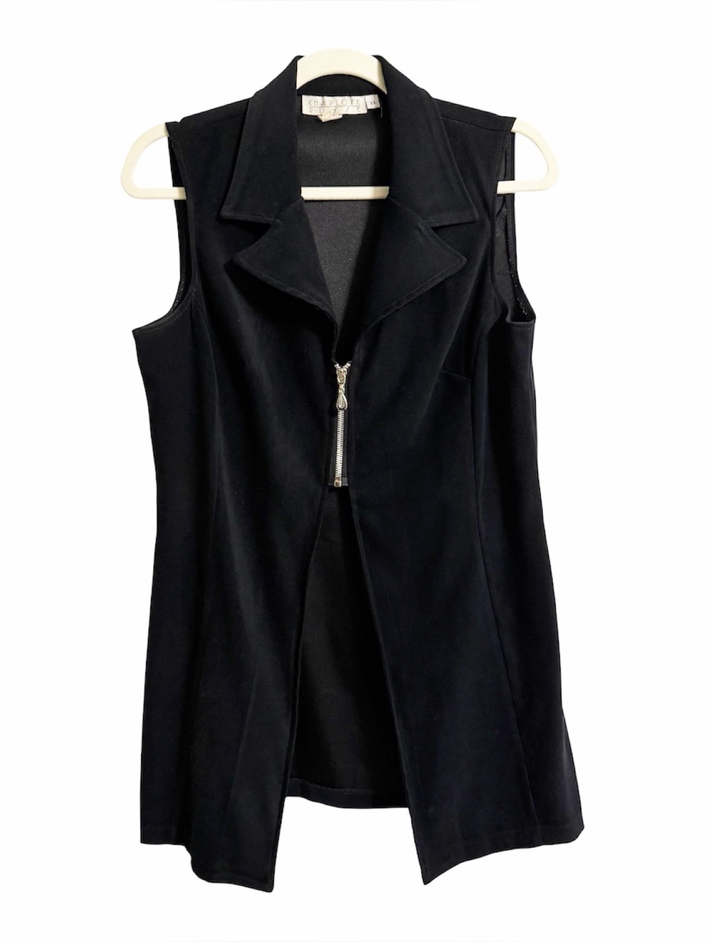 90s Vintage Charlote Russe Mid Bust Zipper Point Collar Vest Top Size Large